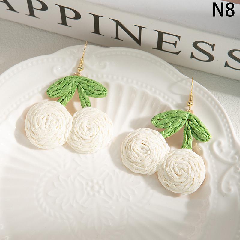 

2025 Spring Bohemian Handmade Cherry Fruit Earrings Beach Vacation Personalized Sweet Earrings For Women