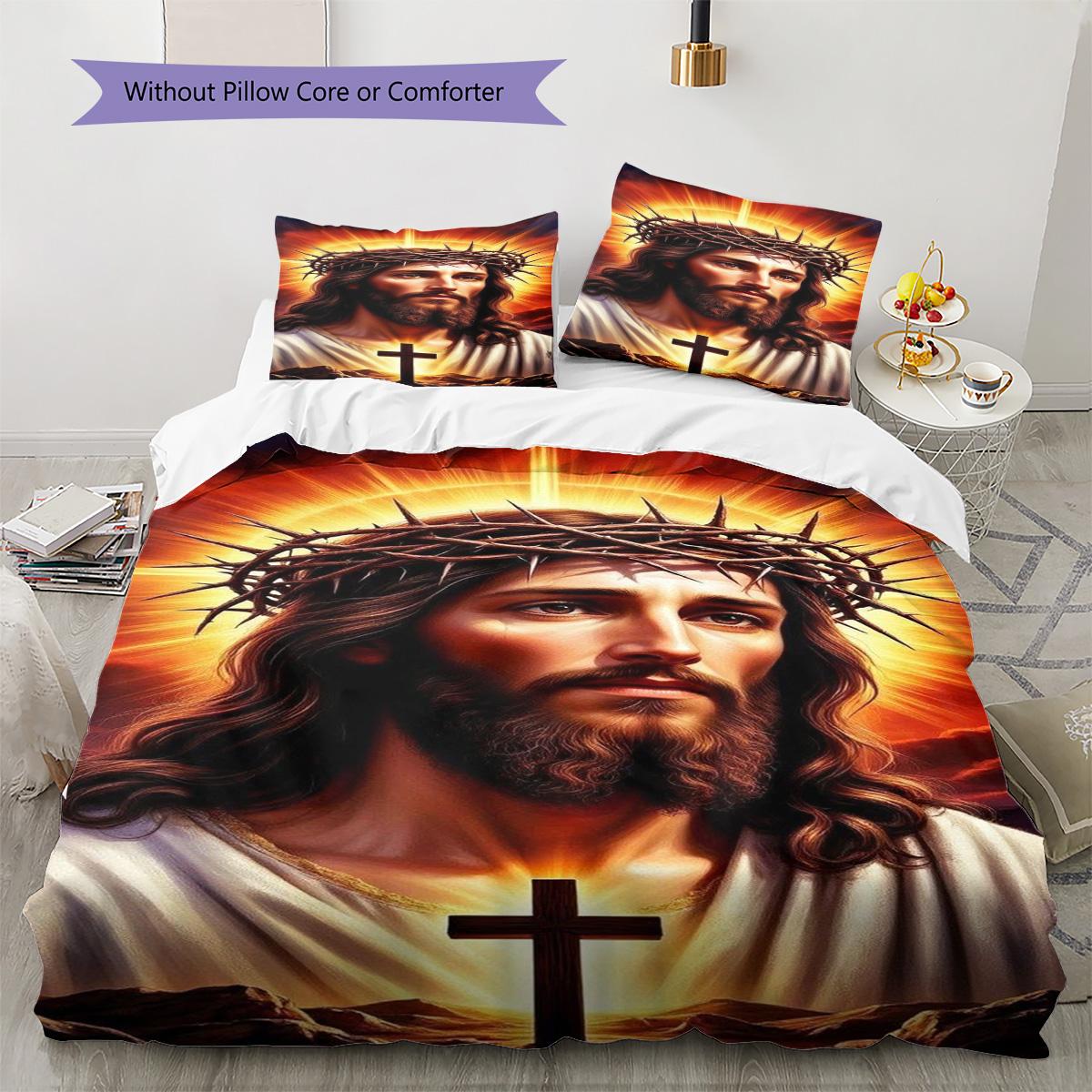 

God Pattern Bedding Quilt Set Quilt Cover Pillowcase Home Decoration Birthday Gift (1 * duvet cover + 2 * pillowcase, without core) 135x200cm