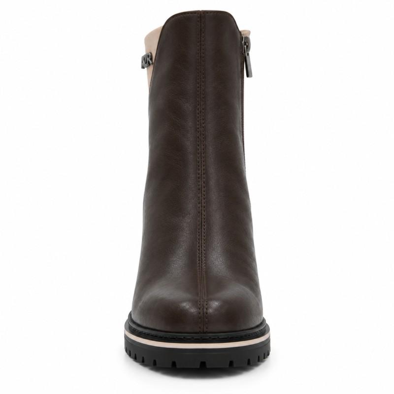 Botín Marrón Con Tacón Y Detalle Beige Montevita Florencia 105394
