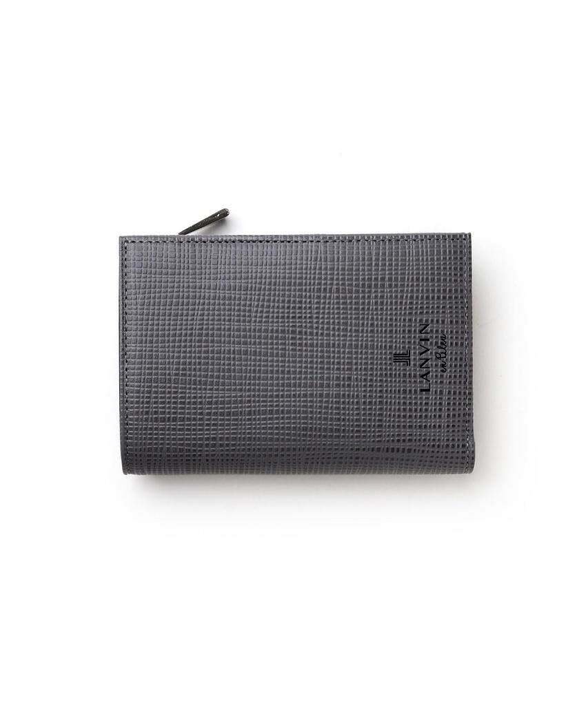 Portefeuille Moyen Lanvin en Bleu Zebda (Portefeuille semi-long) en cuir de vachette, Non. 529615, Gris