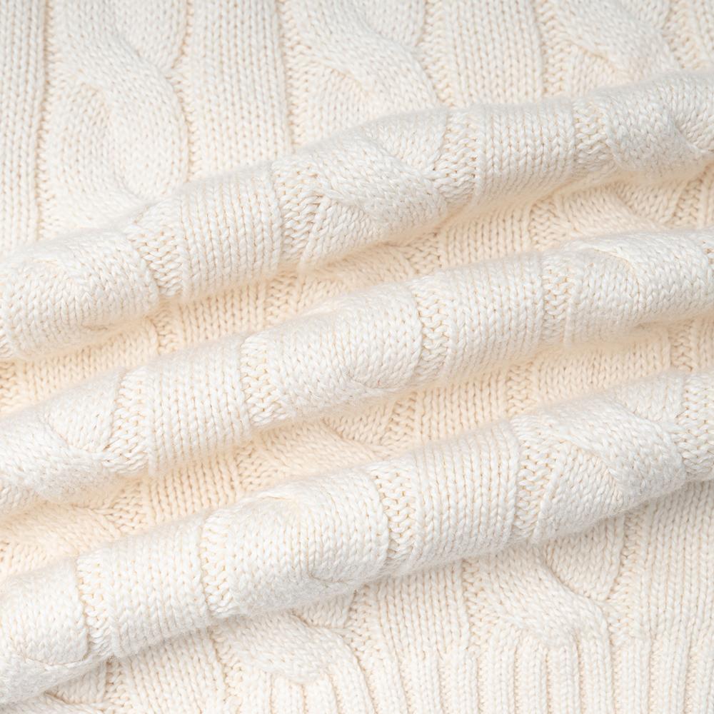 Polo Ralph Lauren SS22 Solid Logo Embroidered Cable Knit Crew Neck Sweater Men sweater Beige 710775885-024