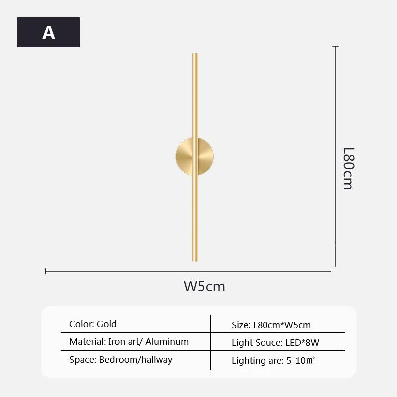 עיצוב מנורת קיר LED מודרנית מקל ארוך פשוט נורדי אורות דקורציה לקיר רקע פנימי לסלון חדר שינה מדרגות מלון