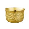 New Dragon Phoenix Golden Tea Cup - Gold Sand Carved Design, Perfect Gift for Elders