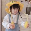 Kids Anti-UV Straw Sun Hat with Moving Rabbit Ear Cute Bunny Fisherman Hat Summer Beach Cap Wide Brim Sun Hat for Girls Boys