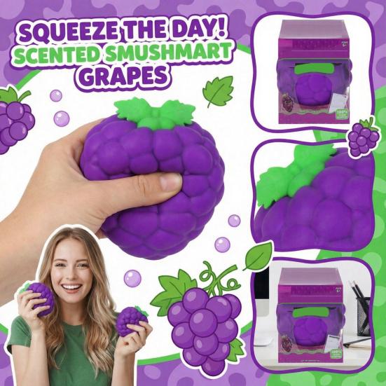 Large Grape Stress Relief Toy, Slow Rebound Fake Purple Grape Squeeze Toy, Hand Relaxation Stress Ball Fidget Toy for Kids Adults
