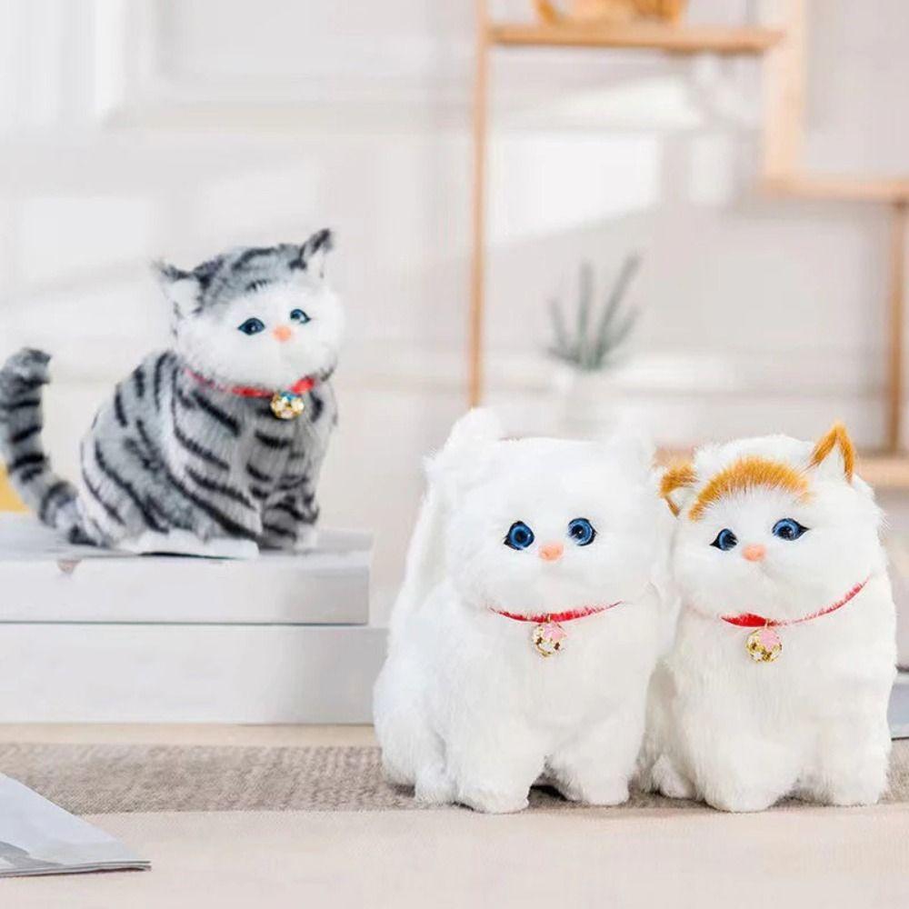 Creative Plush Cats with Sound Cute Stuffed Animals Doll Imitation Cat Plush Doll Kids Gift