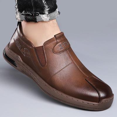 Leather Shoes Men's 2025 New Spring Business Casual Leather Shoes Middle-aged Dad Soft Leather Soft-soled Doudou Shoes