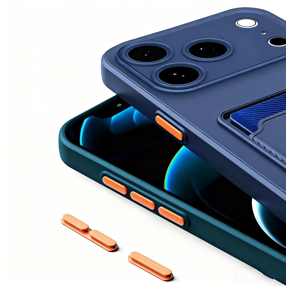 Luxury Soft Silicone Card Holder Wallet Phone Case for iPhone 17 16 15 14 Plus 13 12 11 Pro Max Shockproof Card Slot Back Cover