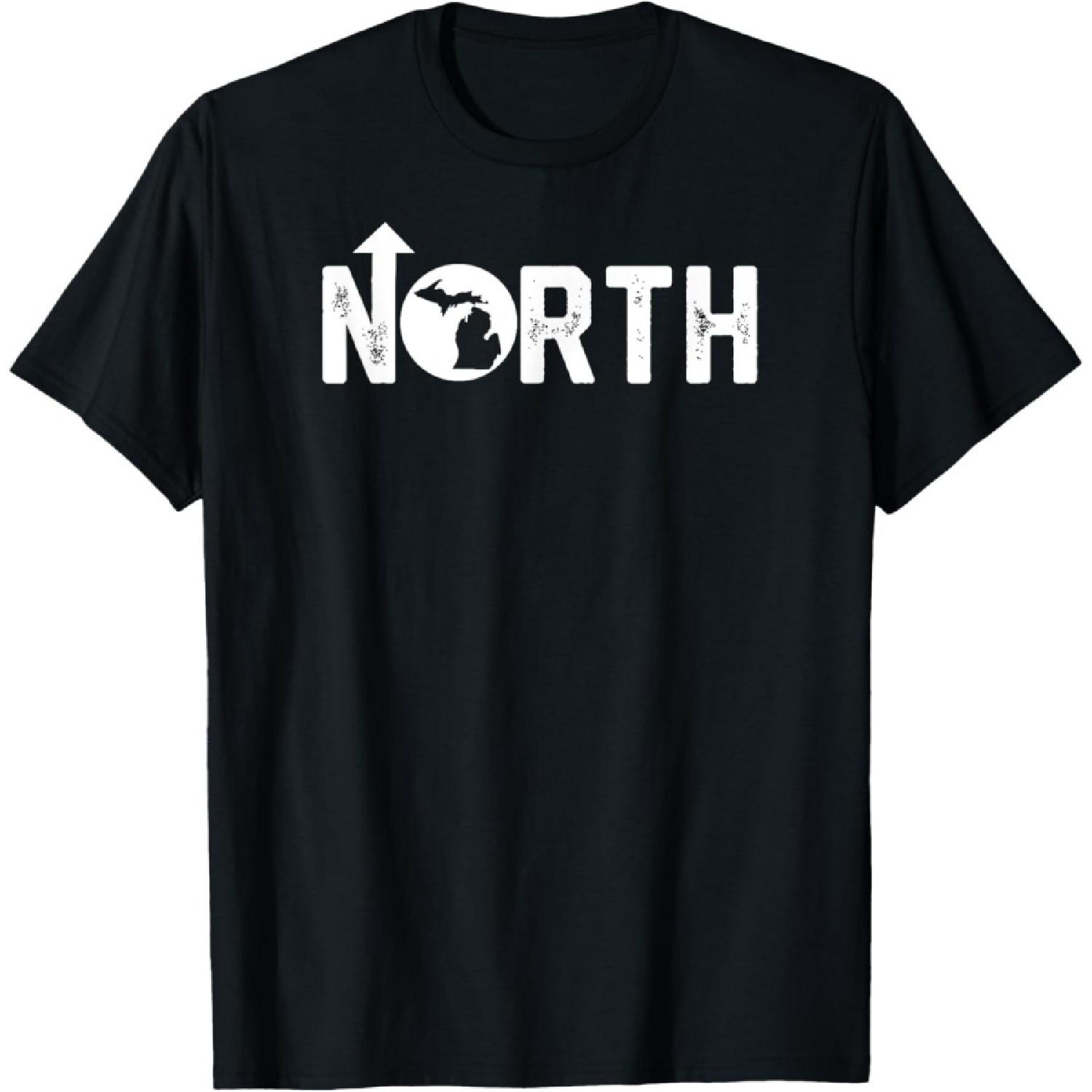 Vintage Up North Michigan Distressed Text State Map T-Shirt XXXXXL