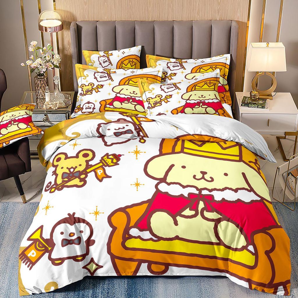 3D Digital Printing Cartoon Animation Children'S Bedding Pudding Dog Three-Piece Set