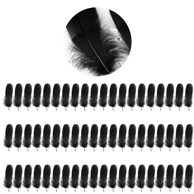 Pack Of 100 Natural Black Feather Natural Gooses Feather For Craft Wedding Decoration Hat Earrings Jewelery Making