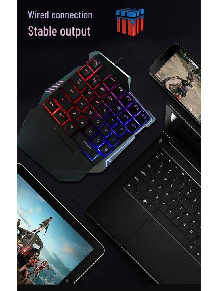 G7 One-Handed Mechanical Gaming Keyboard with Color Backlight for PUBG Esports