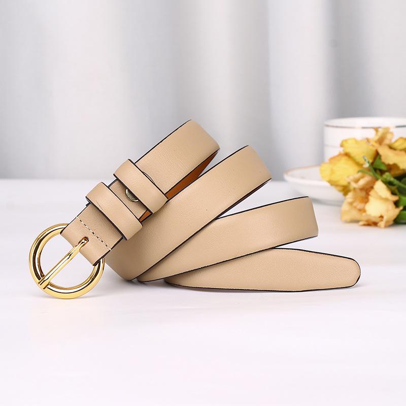 New Napa Leather Lady College Style White Belt Female Simple Fashion Trend Versatile Fairy Style Belt Female