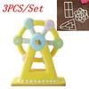 3Pcs Ferris Wheel Frosting Biscuit Mold Kitchen Baking 3D Cartoon Biscuit Cutting Embossing Mold DIY Sugar Cake Shaping Tool