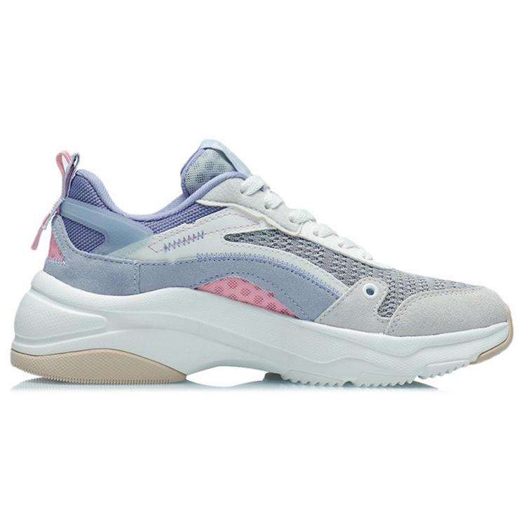 Li Ning Cushioning Slip Resistant Abrasion Resistant Low Top Casual Shoes Women's Gray White AGCR326-3