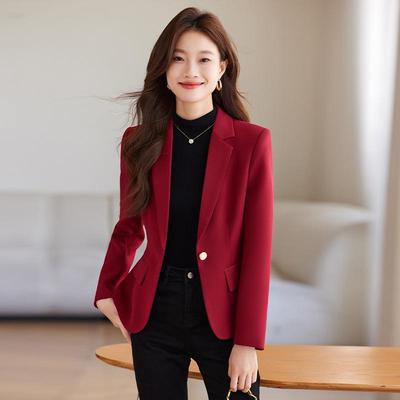 Sacou Roșu de Damă 2025 - Blazer Profesional de Primăvară/Toamnă cu Croială Slim pentru un Aspect Casual, de Înaltă Clasă