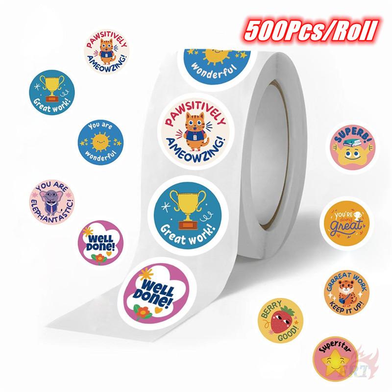 

500Pcs/Roll Well Done Teacher Encouragement Kids Rewards Stickers - DIY Scrapbooks Album Decor Sealing Label Decals