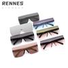 Rennes retro oversized rectangular one-piece sunglasses for men and women showing small faces and gradually changing contrasting colors Outdoor sunsh