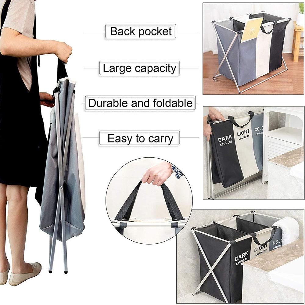 1/2/3/ Grids Foldable Laundry Basket Organizer For Dirty Clothes Toy Laundry Hamper Large SorterCollapsible Folding Basket