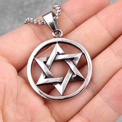 Hexagramm Stern Islam Edelstahl Herren Halsketten Anhänger Kette Einfach für Freund Männlicher Schmuck Kreativität Geschenk Großhandel