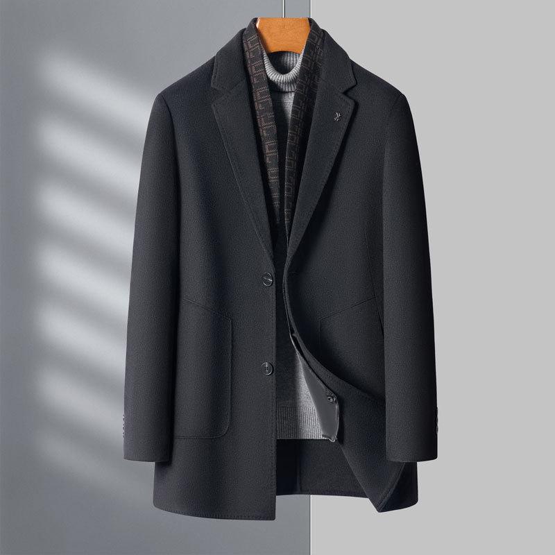 

Мужское пальто средней длины на осень и зиму, пуховик со съемным капюшоном 4XL чёрный