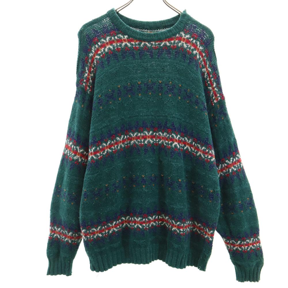 ALPS 80s 90s Made In USA Old Nordic Pattern Long Sleeve Sweater XL Knit Men's Used