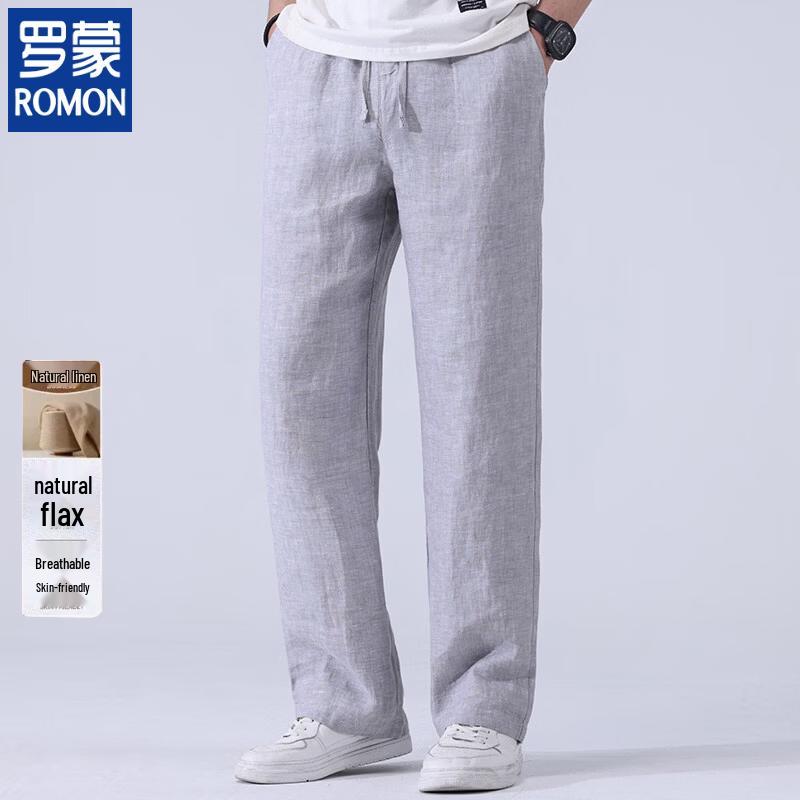 ROMON Men's Summer Thin Linen Casual Pants