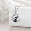 Luxury Female Crystal Stone Moon Cat Butterfly Pendant Necklace Vintage Silver Color Wedding  For Women