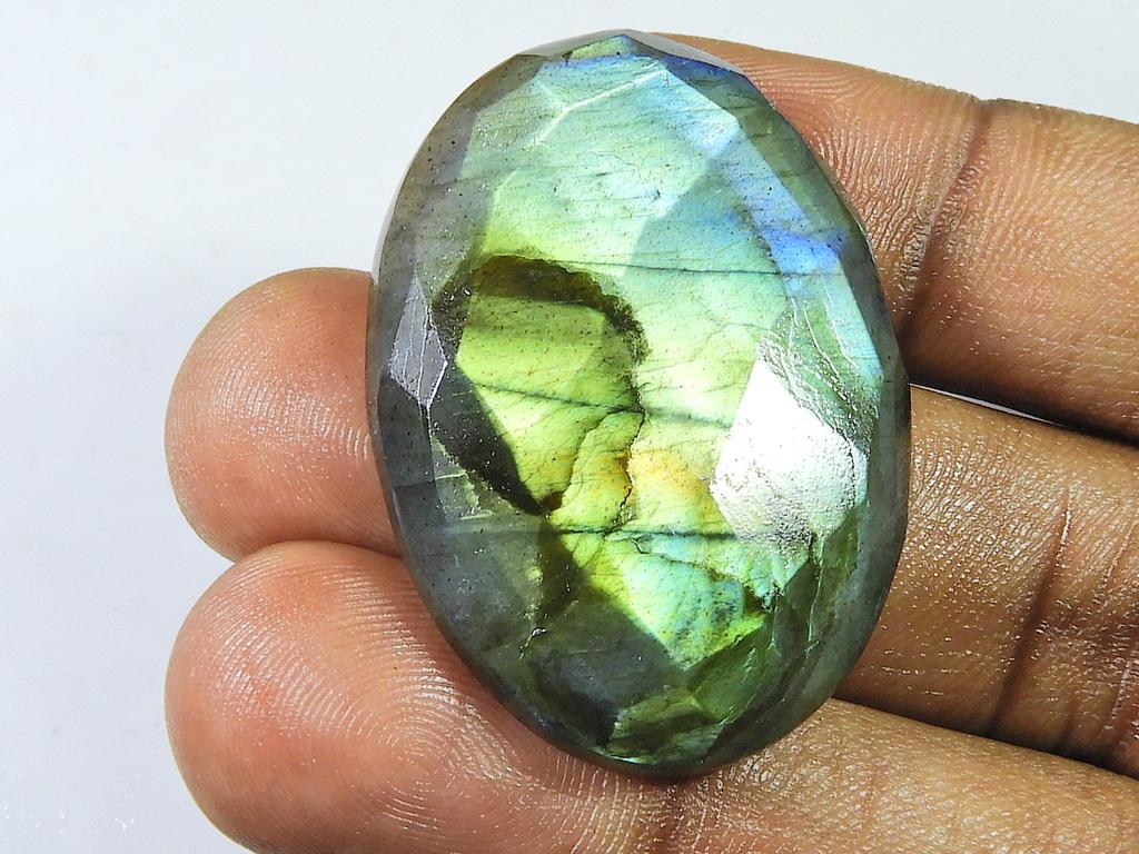 28X39MM Checker Cut Labradorite Oval Cabochon Loose Natural Gemstone 72Cts. SK-1556