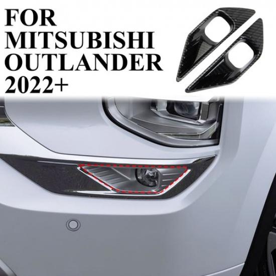 Carbon Fiber Style Front Fog Light Lamp Trim Cover for Mitsubishi Outlander