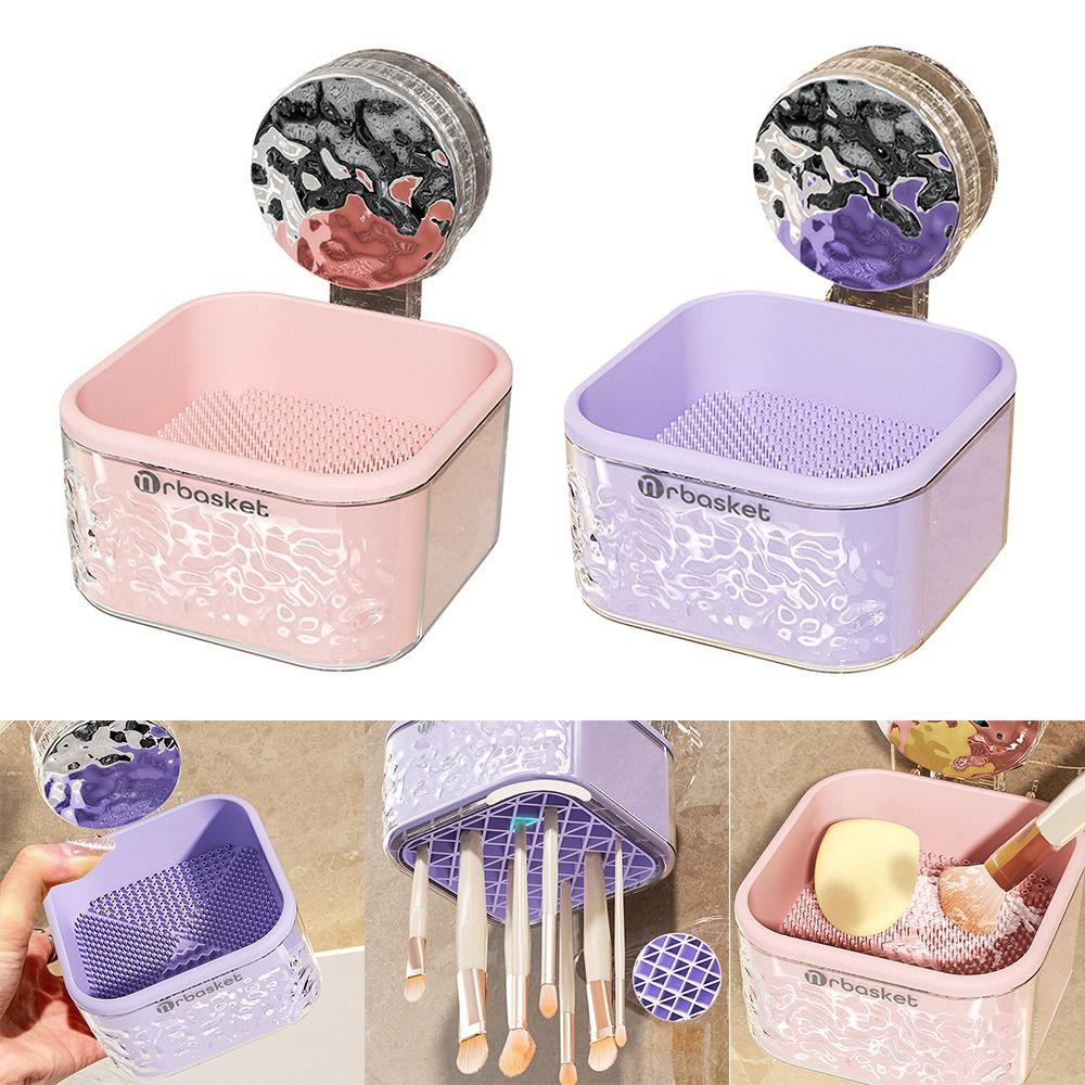

Bathroom Storage Rack Holders Makeup Brush Cleaning Box Make-up Egg Drying Tool фіолетовий