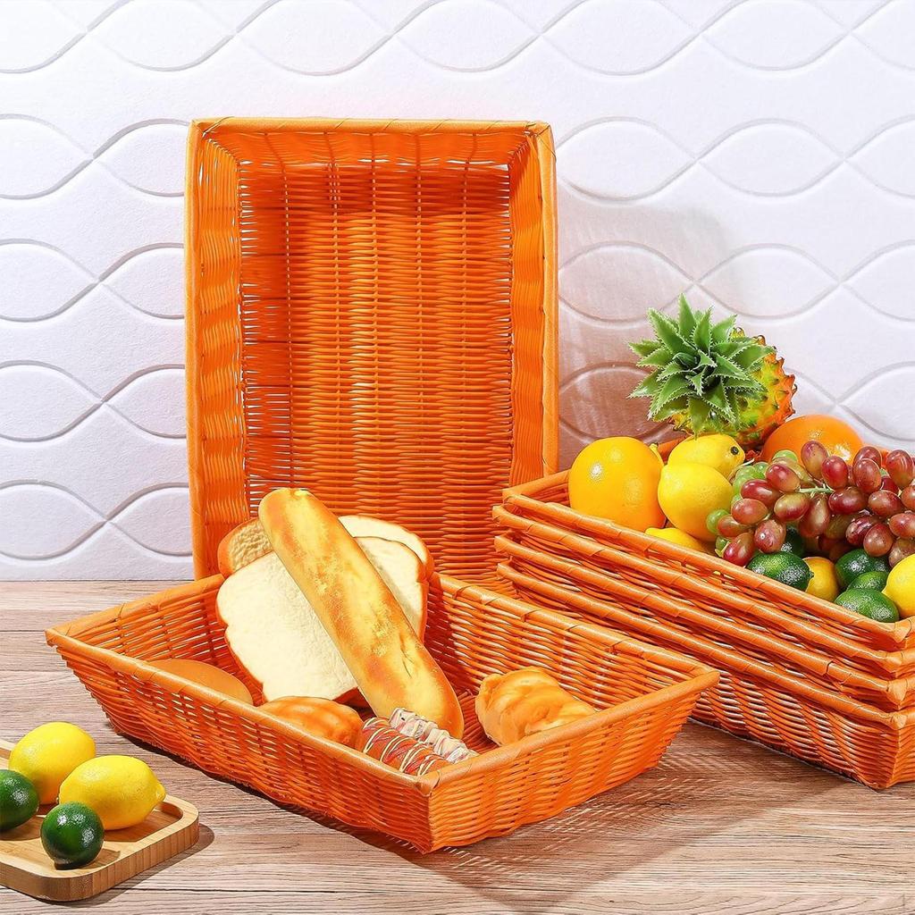 6 Pieces Bread Baskets Imitation Rattan Food Woven for Vegetable