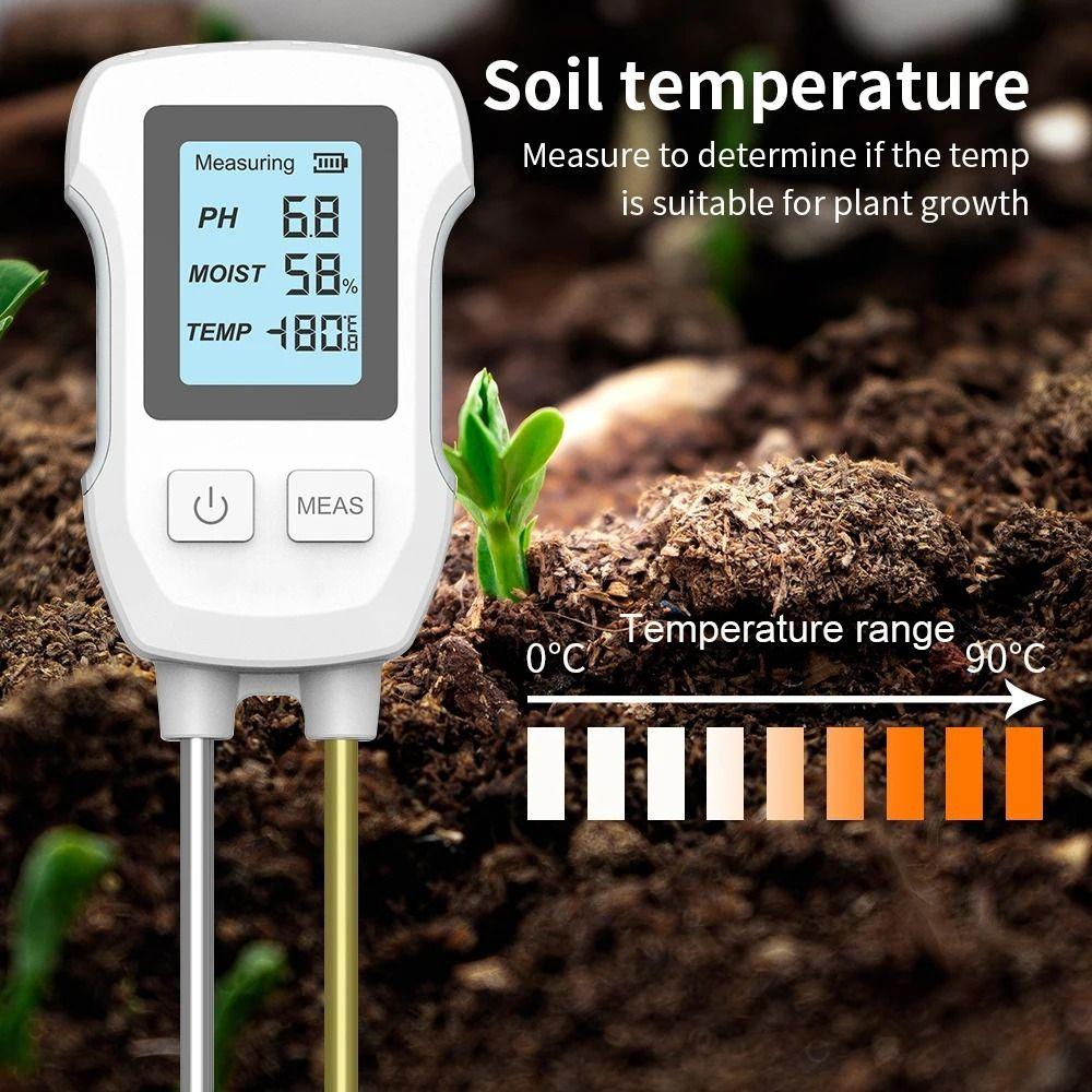 Digital Display PH/Moisture/Temperature Meter 3 In 1 Soil Thermometer Soil Tester  Potted Planting