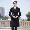 Women's Black Mid-length Padded Wool Blend Winter Coat