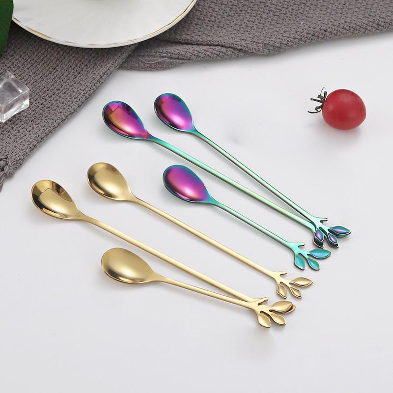 Roestvrijstalen Lepel en Bestekset, Koffielepel, Roerlepel, Kersengebloesem, Chrysant, Roos, Hartvormige Lepel