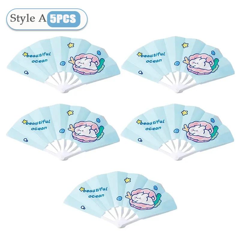1-50PCS Summer Cute Cartoon Folding 7-fold Fan Portable Hand Held Fan Plastic Cartoon Folding Fan Cute Home Decoration As Gifts