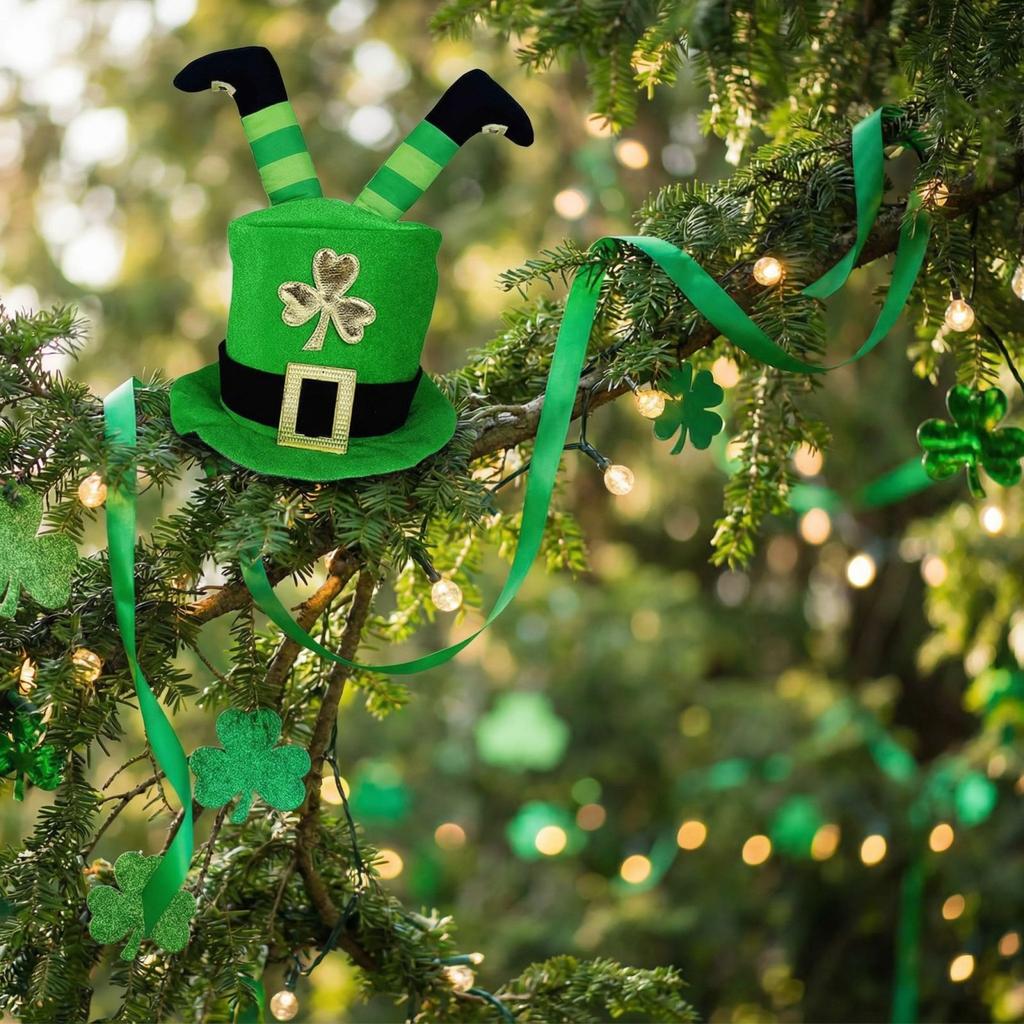 Irish Leprechaun Hat For St. Patricks Men And Women Top Hat With 3D Irish Legs And Costume Accessory