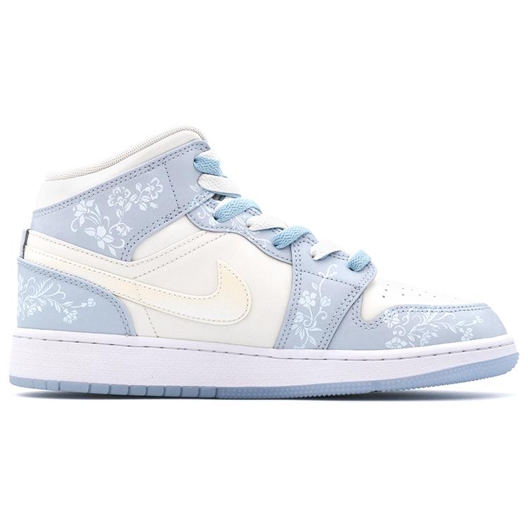 Jordan Air Jordan 1 Mid top Vintage Basketball Shoes Women's Blue FQ9117-400(team172-A)