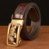 Tiger Engraved Automatic Buckle Cowhide Men's Zodiac Belt - Casual Retro Style