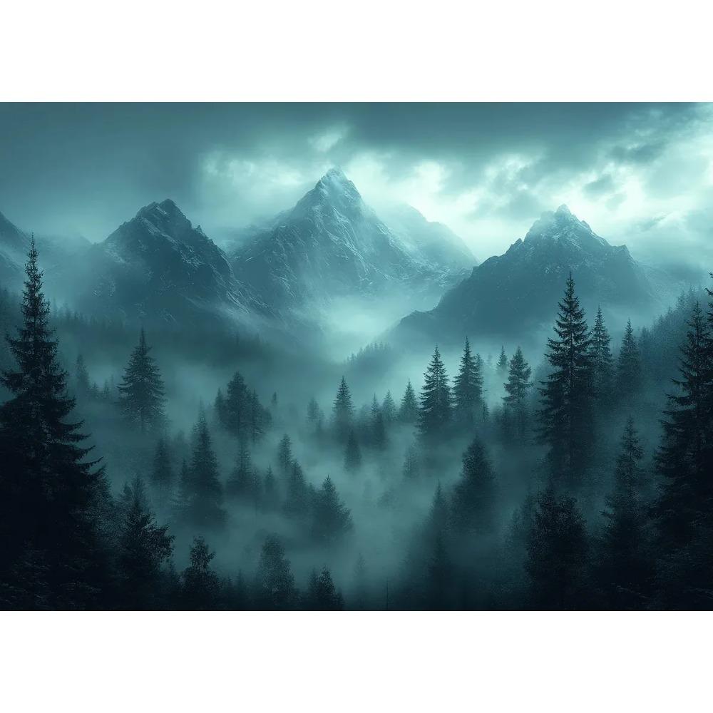

Cabin Under The Aurora Borealis Mountain Landscape with Sun and Trees Poster Canvas Painting Print Landscape Home Decor Cuadros 21X30CMNo Framed