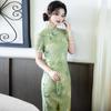 Green send test national style new Chinese long cheongsam improved young 1011 new women's high-end catwalk summer