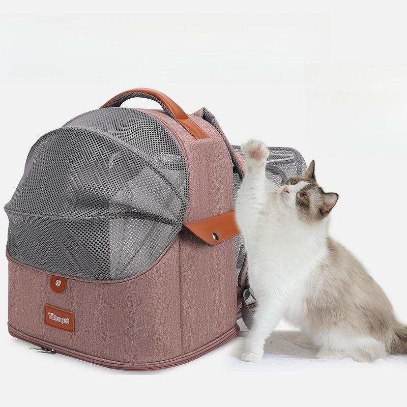 Portable Cat Backpack Breathable Large Capacity Expandable Pet Carrier Lightweight for Travel