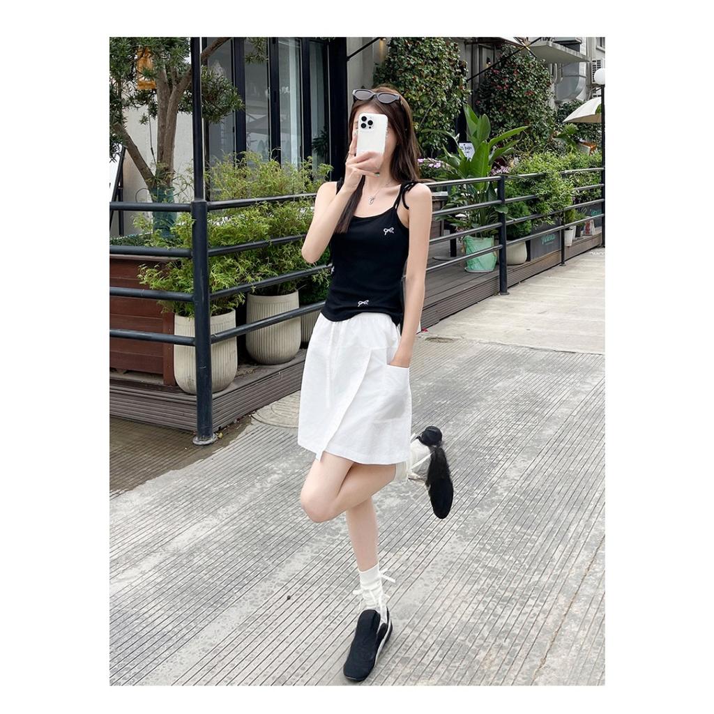 Quick Drying Sports Shorts for Women's Summer Casual Shorts with Elastic Waistband and Front Slit Design, Work Pants Skirt