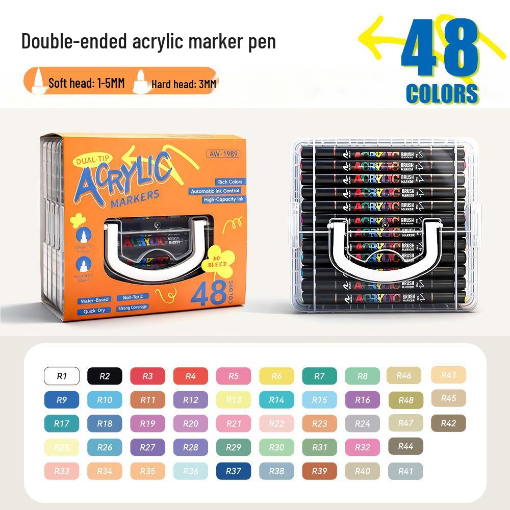 Stackable Double-Ended Acrylic Marker Pen for Children - Transparent Box