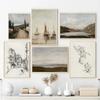Vintage European Gallery Wall Prin Mountain Lake Landscape Canvas Painting Nordic Posters and Prints Living Room Home Decoration