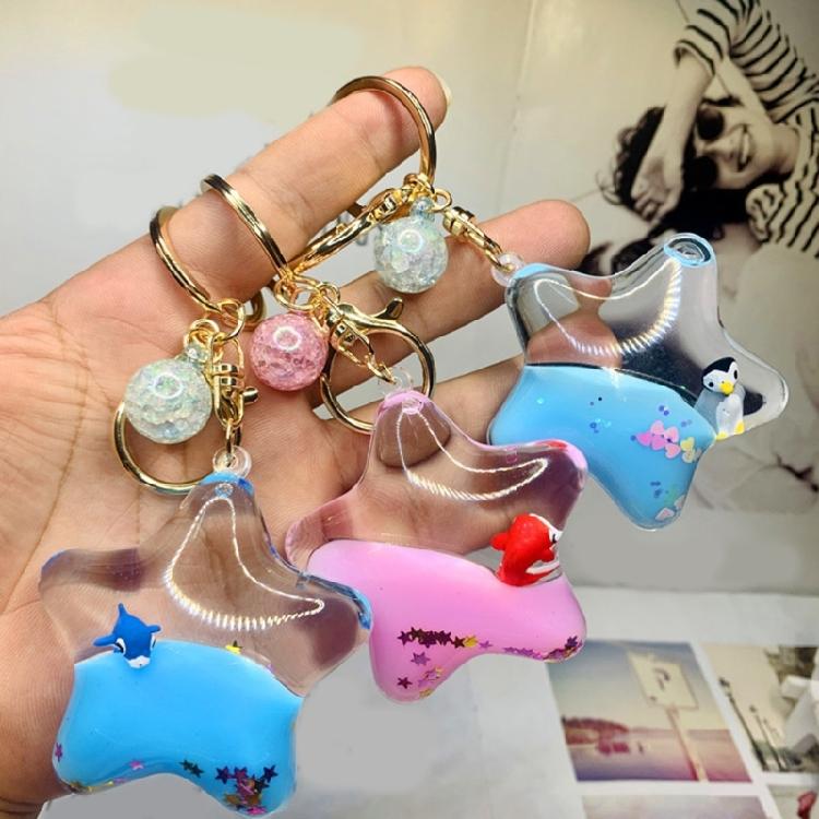 Eye Catching Pentagrams Keychain with Cartoon Animals Star Shaped Bag Pendant Accessories Fashionable Key Decoration