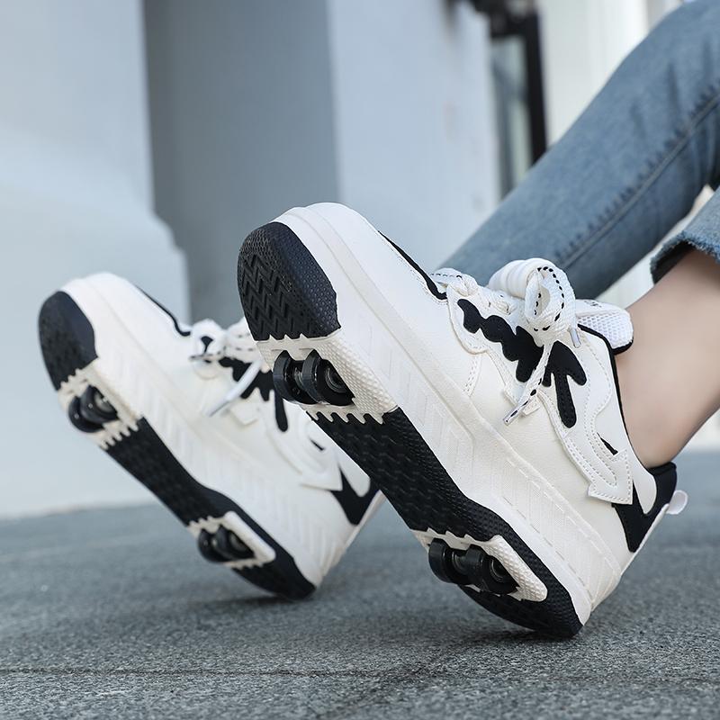 Scarpe con ruote per bambini/ragazze, stivali sportivi a quattro ruote, pattini a rotelle rimovibili, scarpe da skate per studenti, scarpe sportive