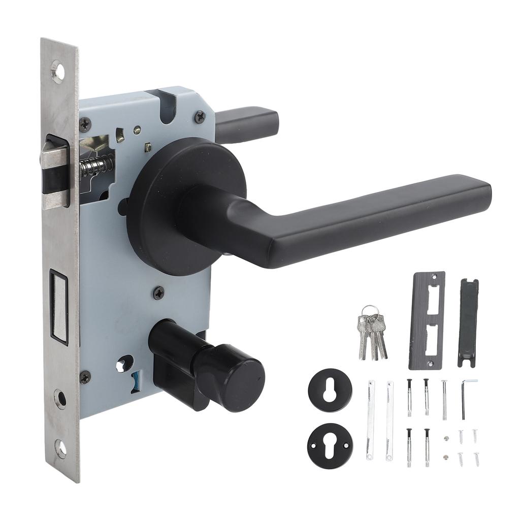 Haustürgriffschloss Aluminium Schwarz Antioxidation Beschichtung Stoßfestigkeit Türhebel für Schlafzimmer