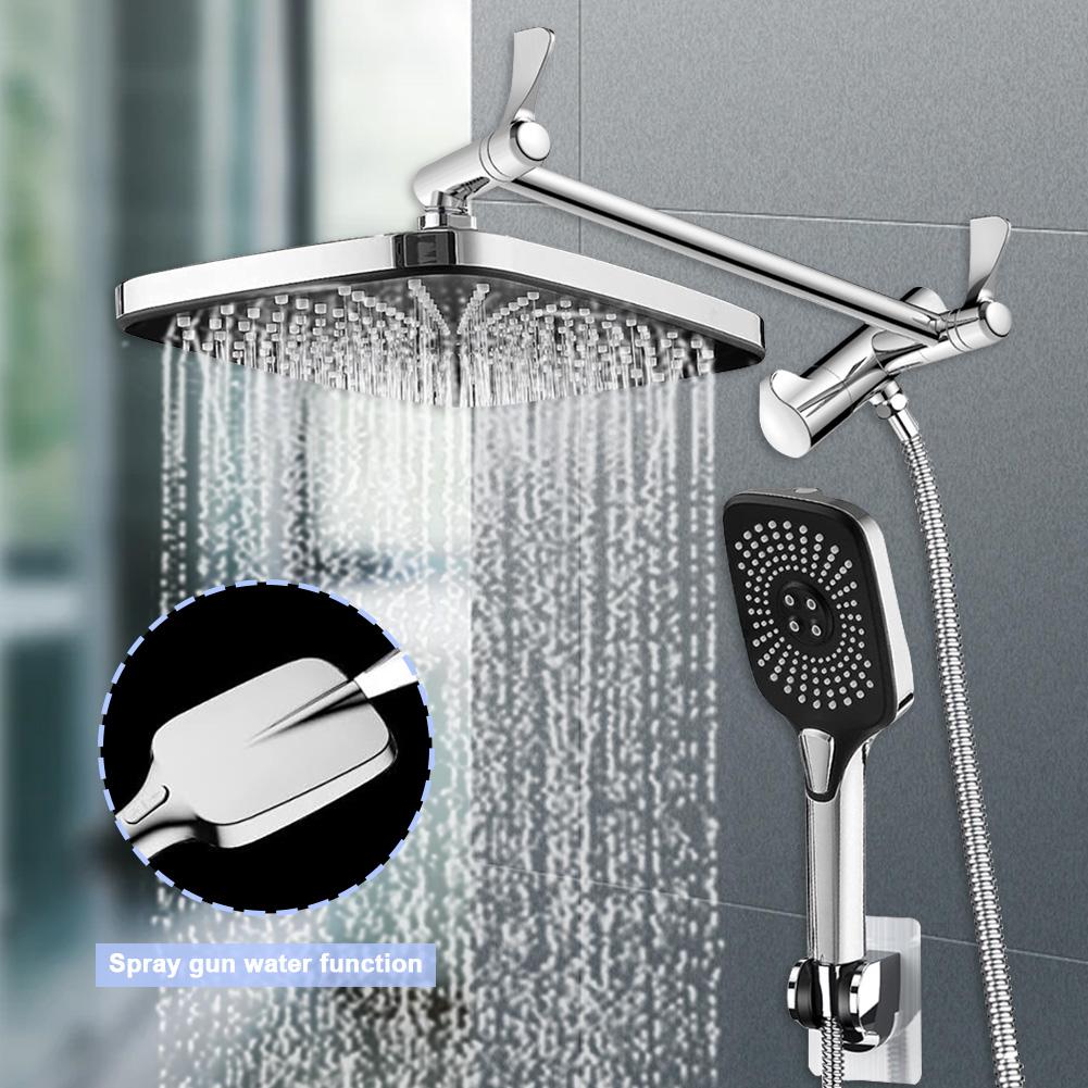 Shower Head Combo Set 12Inch High Pressure Rain Shower Head with Adjustable Extension Arm Wall-Mount Handheld Shower Spray