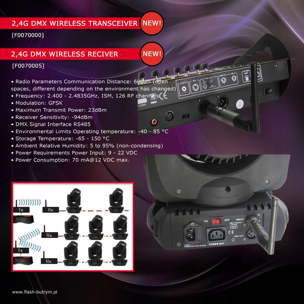 Flash 2.4G DMX WIRELESS TRANSCEIVER - wireless transmitter + power supply F60